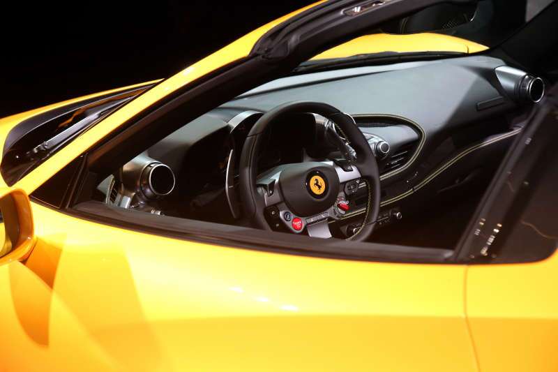 The driver's controls and cockpit of the 2025 Ferrari F8 Spider