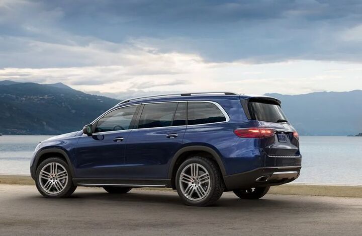 Rear view of the 2024 Mercedes-Benz GLS 450 SUV Blue