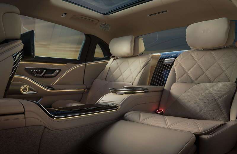 The luxurious rear seating of the 2026 Mercedes-Maybach S 680 4MATIC® near Scottsdale
