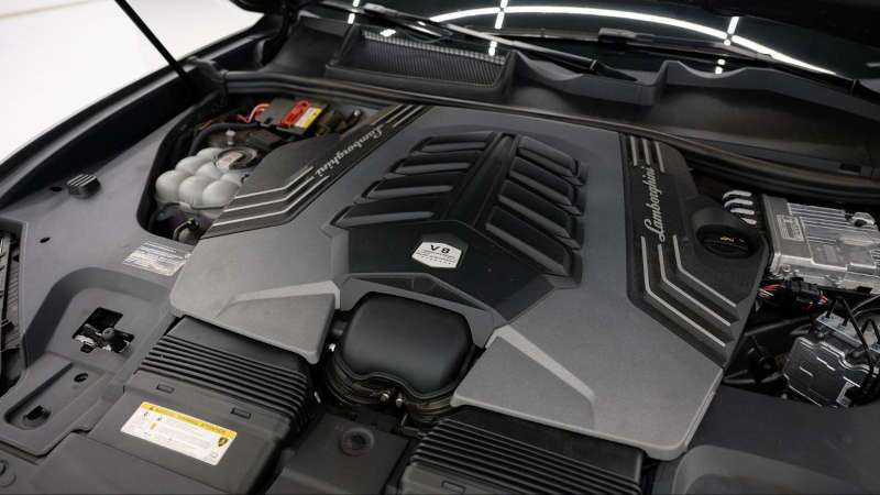An engine compartment view of the Lamborghini Urus Mansory