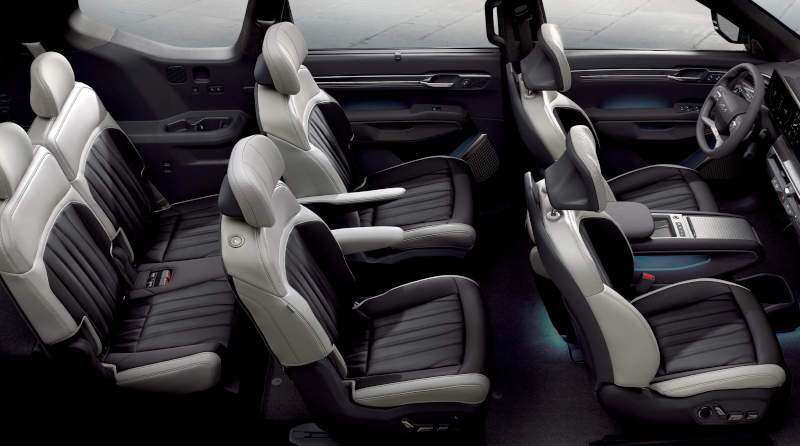 The three rows of seating in the 2025 Kia EV9