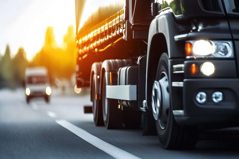 A heavy container truck on the road