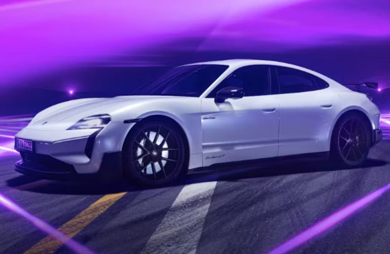 front quarter and side view of the 2026 Porsche Taycan