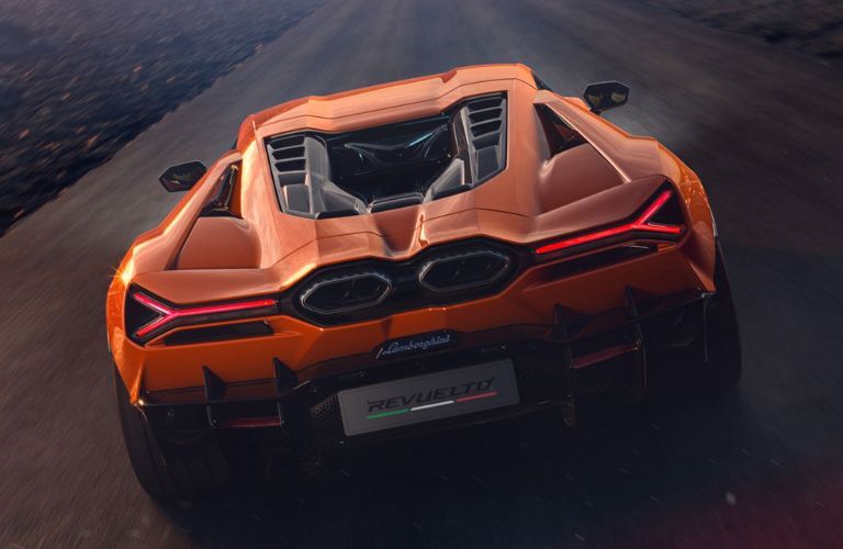 Rear view of the Lamborghini Revuelto