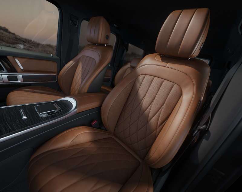 The luxurious seating in the 2026 Mercedes-Benz G 550 SUV
