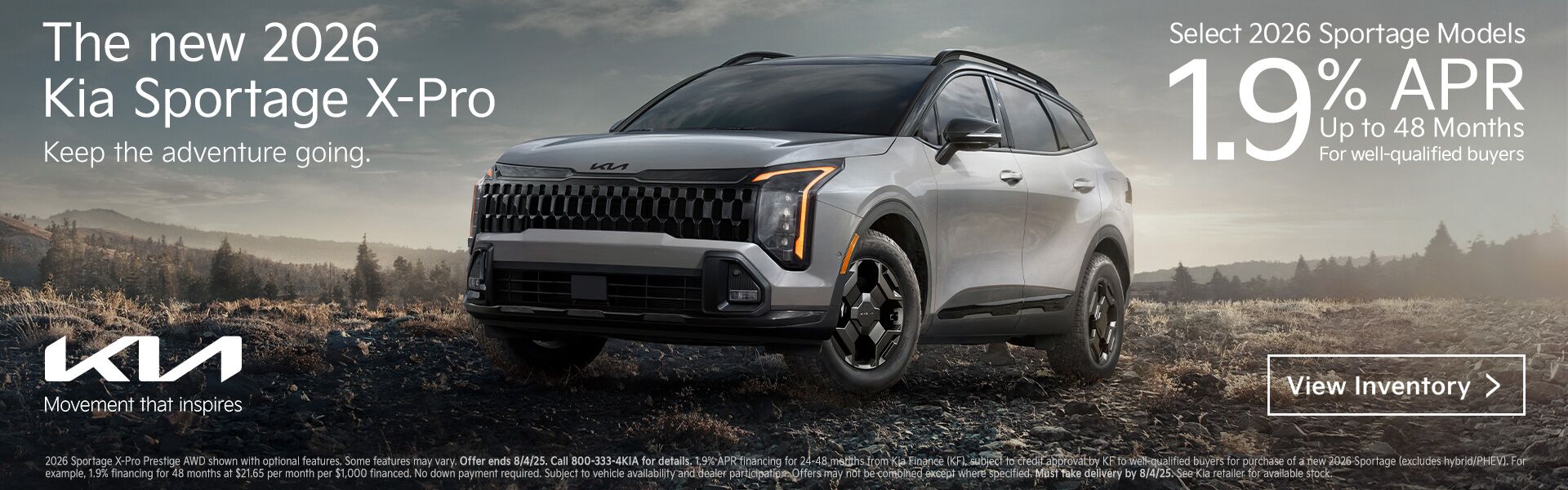 2026 Sportage 1.9% APR Offer
