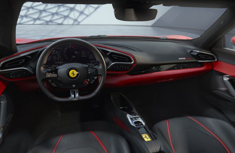 interior steering and dashboard of the 2024 Ferrari 296 GTB