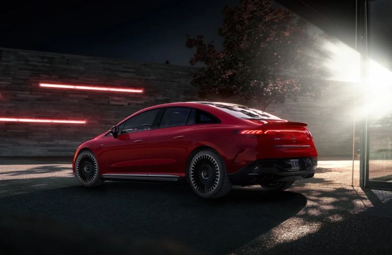rear and side view of the 2025 Mercedes-AMG® EQE Sedan