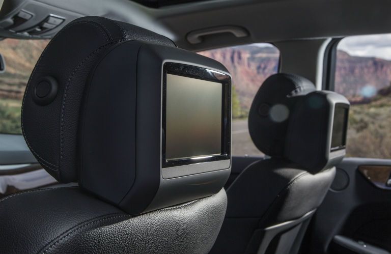 Rear entertainment screens on the headrests of the 2017 Mercedes-Benz GLS