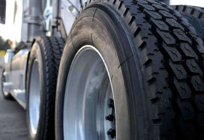 A detail of heavy truck tires.