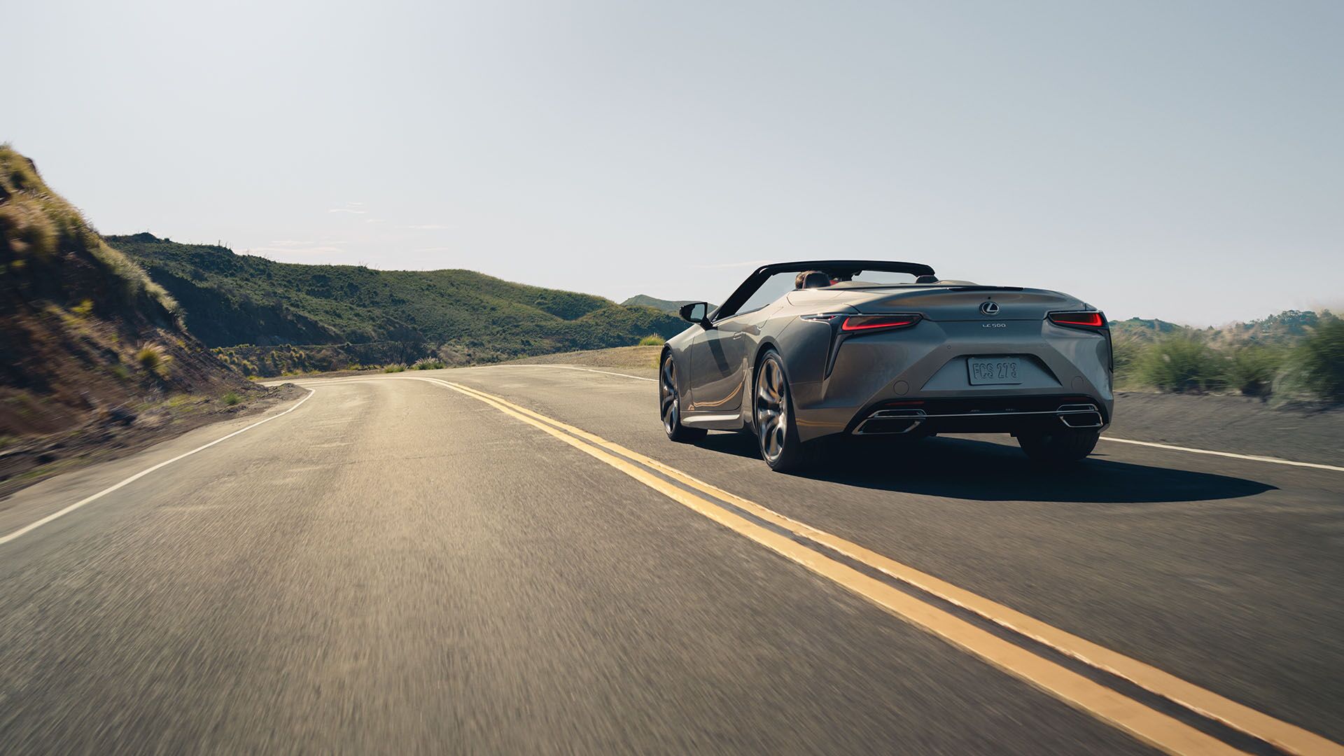 Exterior of the Lexus LC Convertible shown in Atomic Silver.