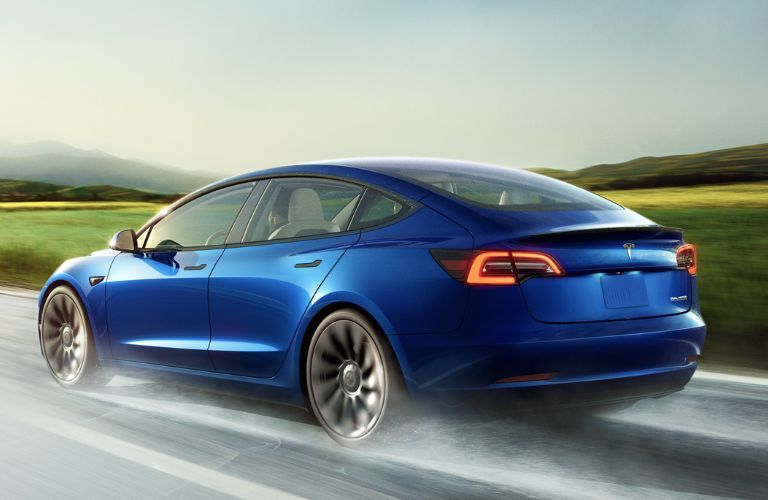 Rear view of the 2022 Tesla Model 3