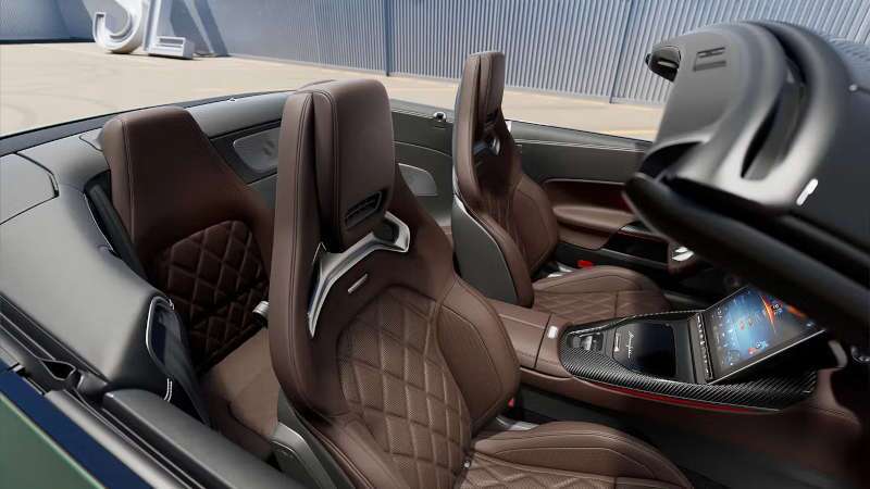 The interior of the 2025 SL-Class as seen with the top down.