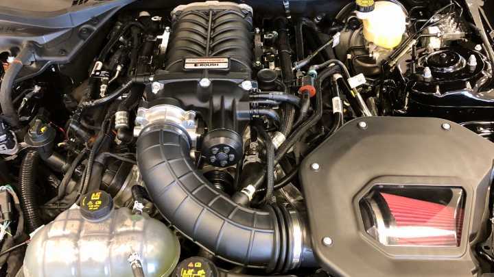Roush Super Charger Phase 2 Engine Bay of Ford Mustang