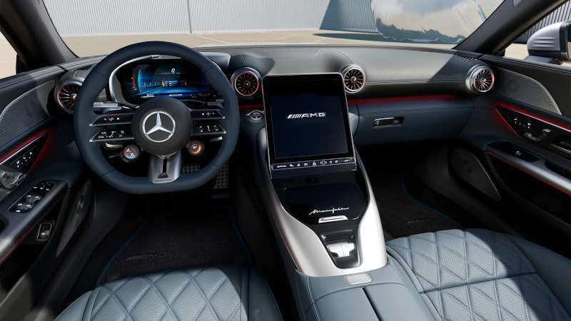 A cockpit view of the 2025 Mercedes-Benz AMG® SL 55 Roadster