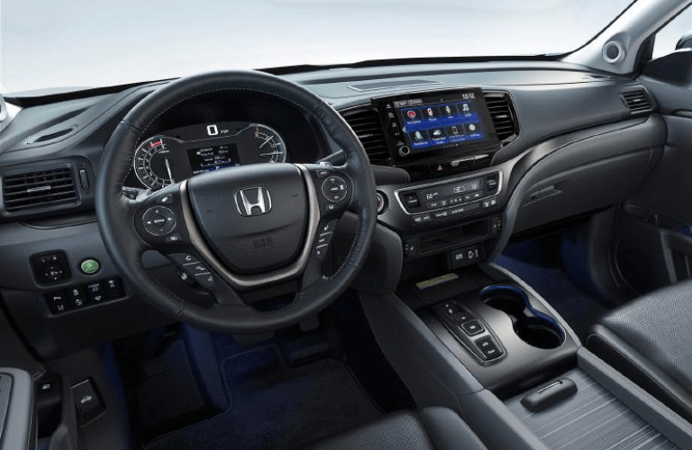 The steering wheel of the 2023 Honda Ridgeline is shown.