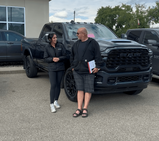 Glenn nd Jill at Redwater Dodge on Delivery Day