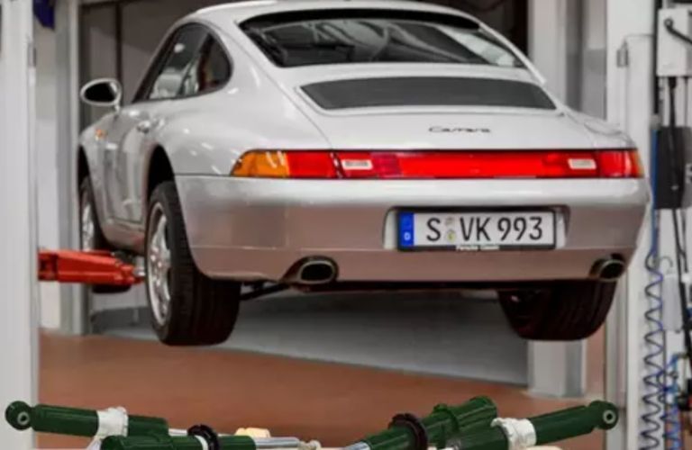 image of a Porsche at a service center