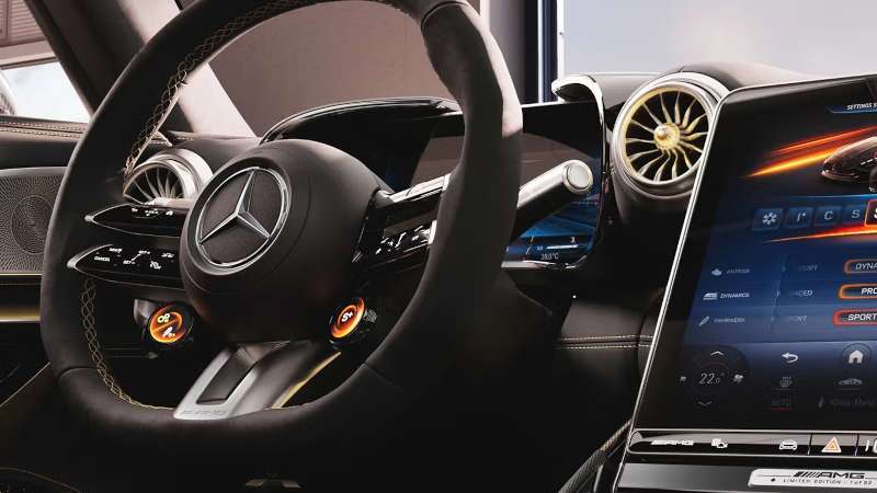 The controls and displays in the 2026 Mercedes-AMG® GT 55 Coupe