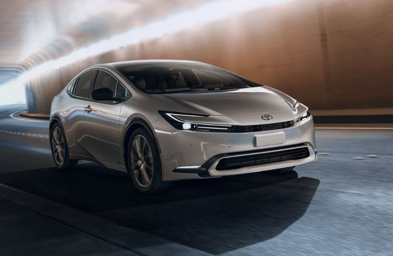 A 2024 Toyota Prius speeding through a tunnel
