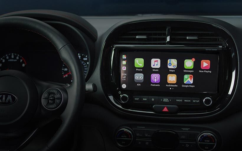 The built-in touch-screen display of a 2020 Kia Soul