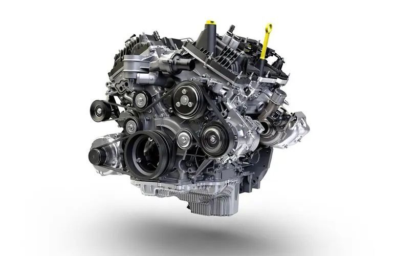 2025 Ford Ranger Raptor engine on white background