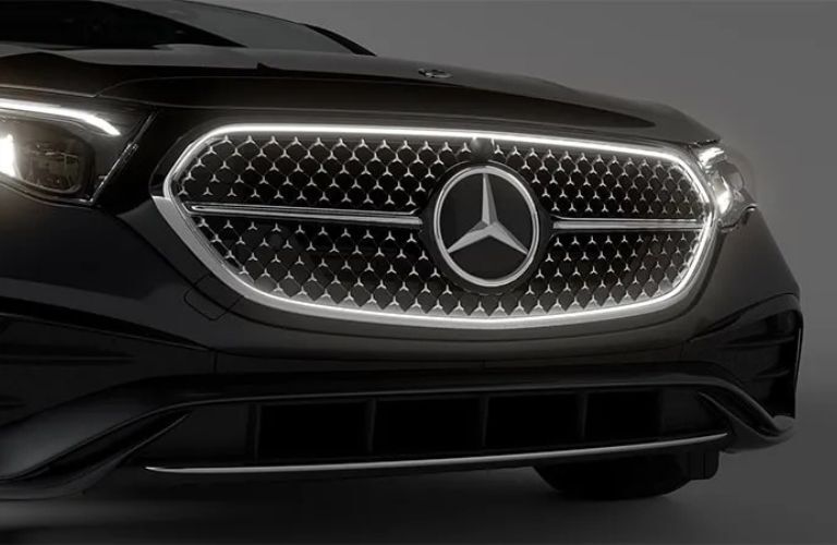 a close up image of the grille of the 2025 Mercedes-Benz E 350 4MATIC Sedan