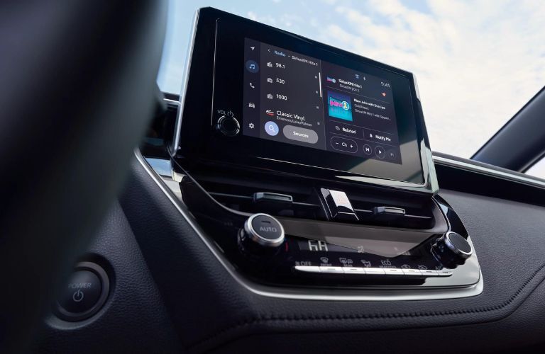 The center touchscreen in the 2023 Toyota Corolla Hybrid.