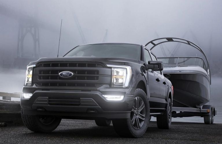 2021 Ford F-150 towing a boat