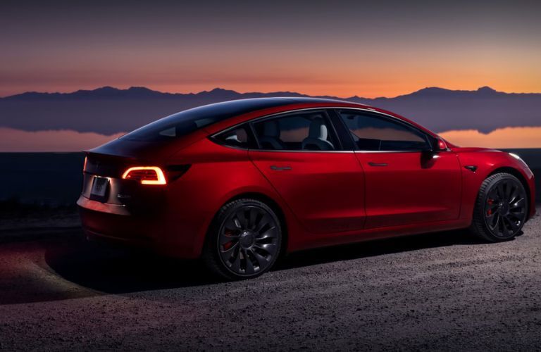 Electric car parked off-road