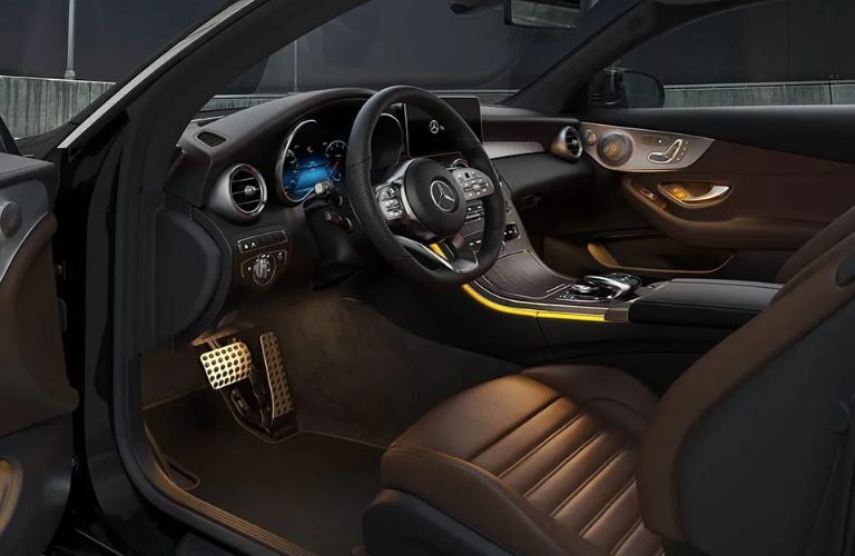 Cockpit and front-row view of the 2023 Mercedes-Benz C-Class Coupe