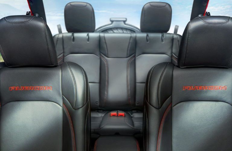 The interior seating area of the 2022 Jeep Wrangler is shown.
