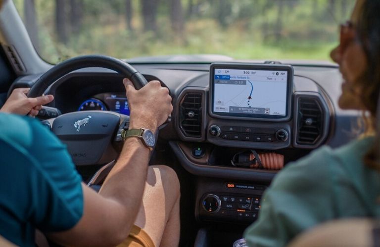 interior steering and dashboard view of the 2024 Ford Bronco Sport Big Bend