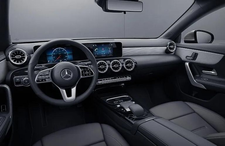 The steering wheel of the 2023 Mercedes-Benz CLA is shown.