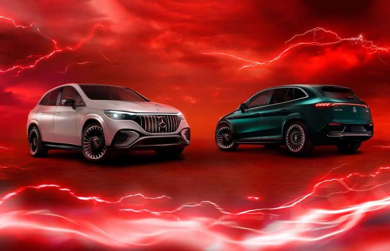 A front and rear exterior view of the 2026 AMG® EQE SUV