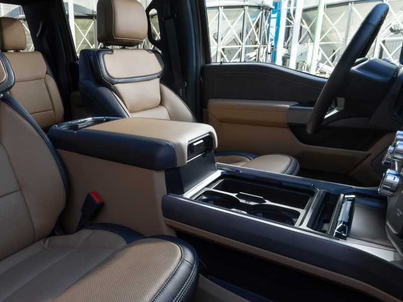 The comfortable interior of a super duty pickup truck