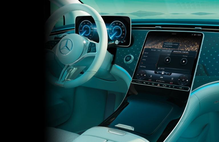 2026 Mercedes-Benz EQE steering wheel and display screen