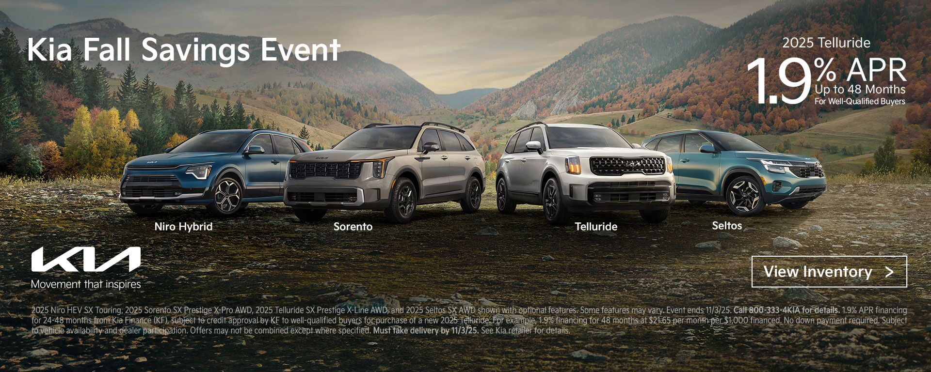 2025 Kia Fall Savings Event Telluride Offer