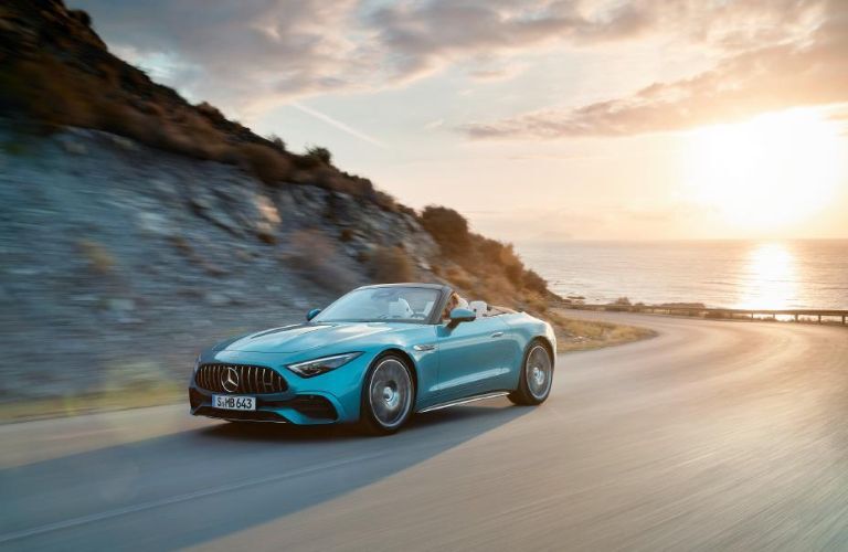 2025 Mercedes-Benz SL Roadster Blue on the road
