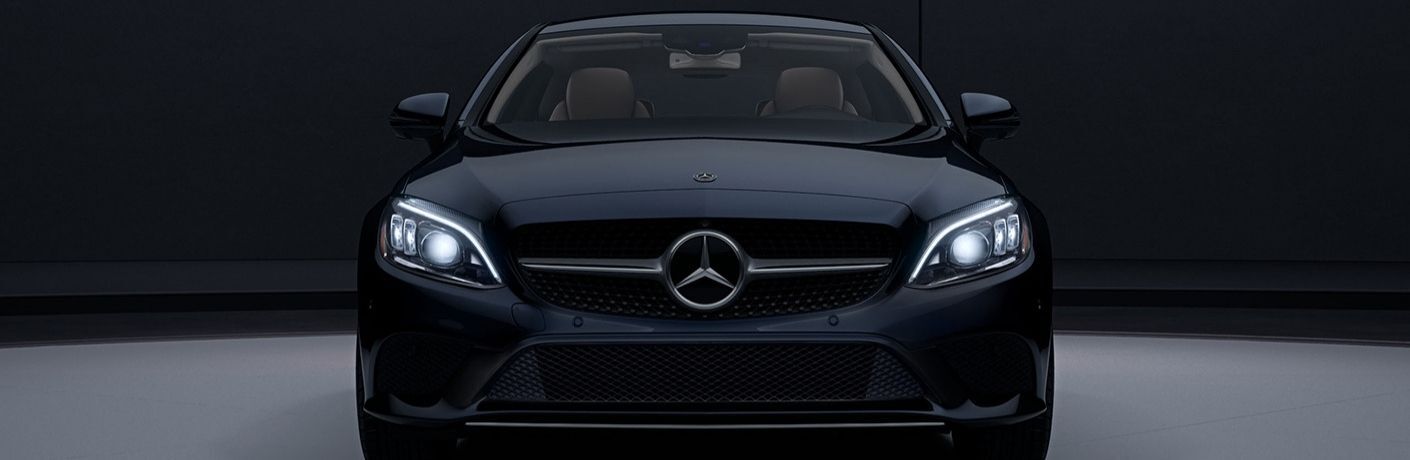 The front view of the 2021 Mercedes-Benz C-Class Coupe.
