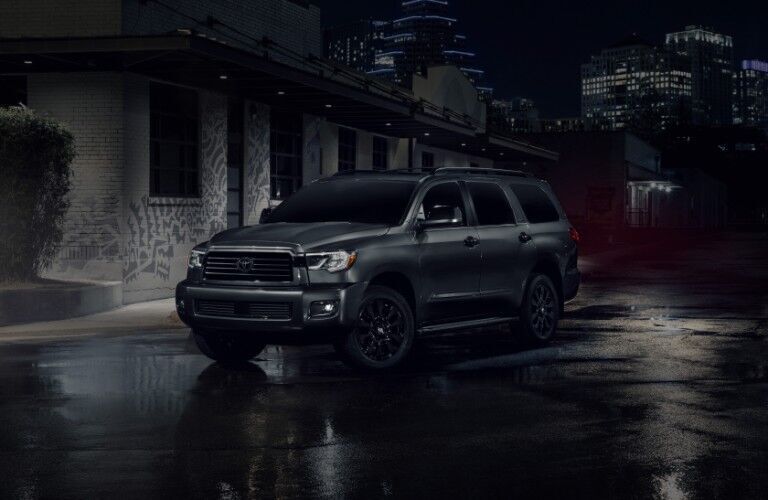 2022 Toyota Sequoia Nighshade Edition Midnight Black Metallic parked outside house