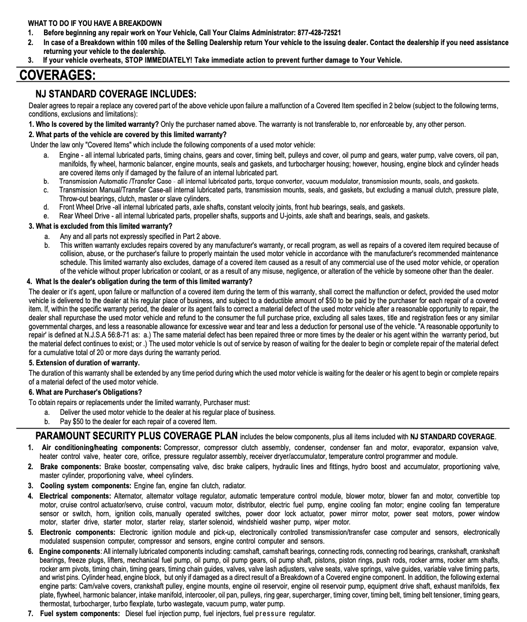 3 Month / 3,000 Mile Limited WarrantySullivan Motors