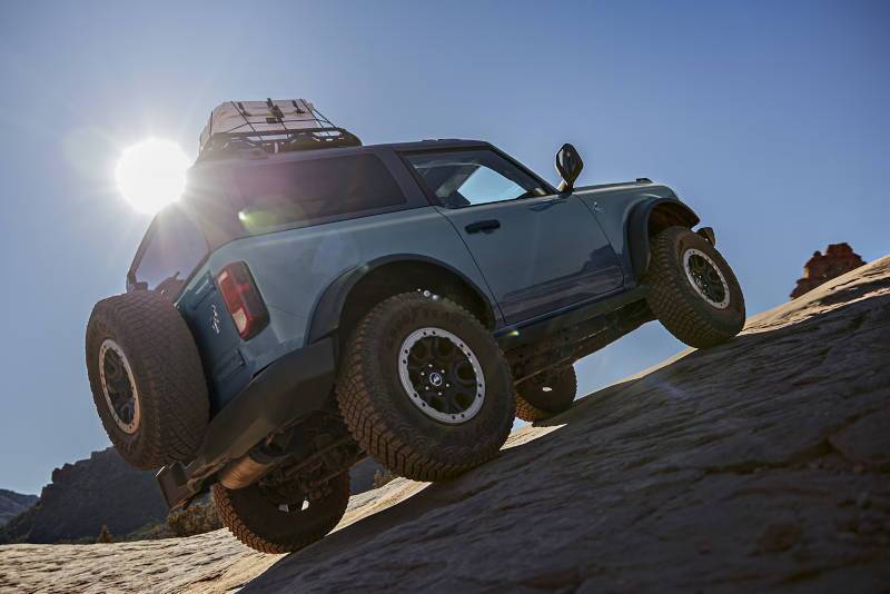 A 2024 Ford Bronco tackling a tough hill.