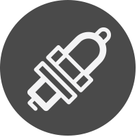 Grey dot with spark plug icon