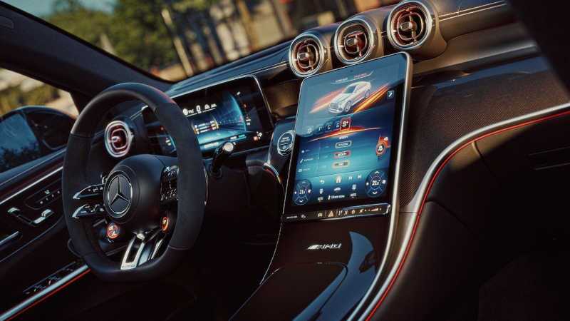 The cockpit, displays, and controls in the 2027 Mercedes-AMG® GLC 53 Coupe