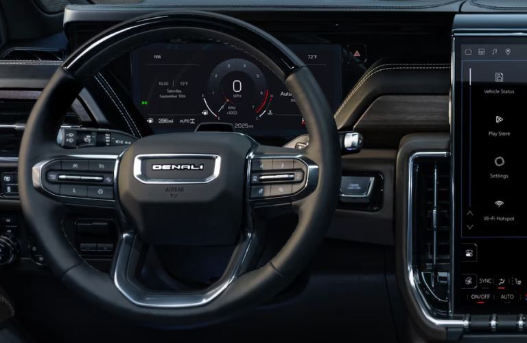steering wheel of the 2025 GMC Yukon
