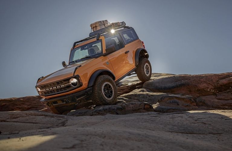 Used Ford Bronco on a rocky terrain