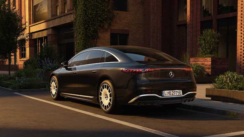 A rear external view of the 2027 Mercedes-Benz EQS Sedan