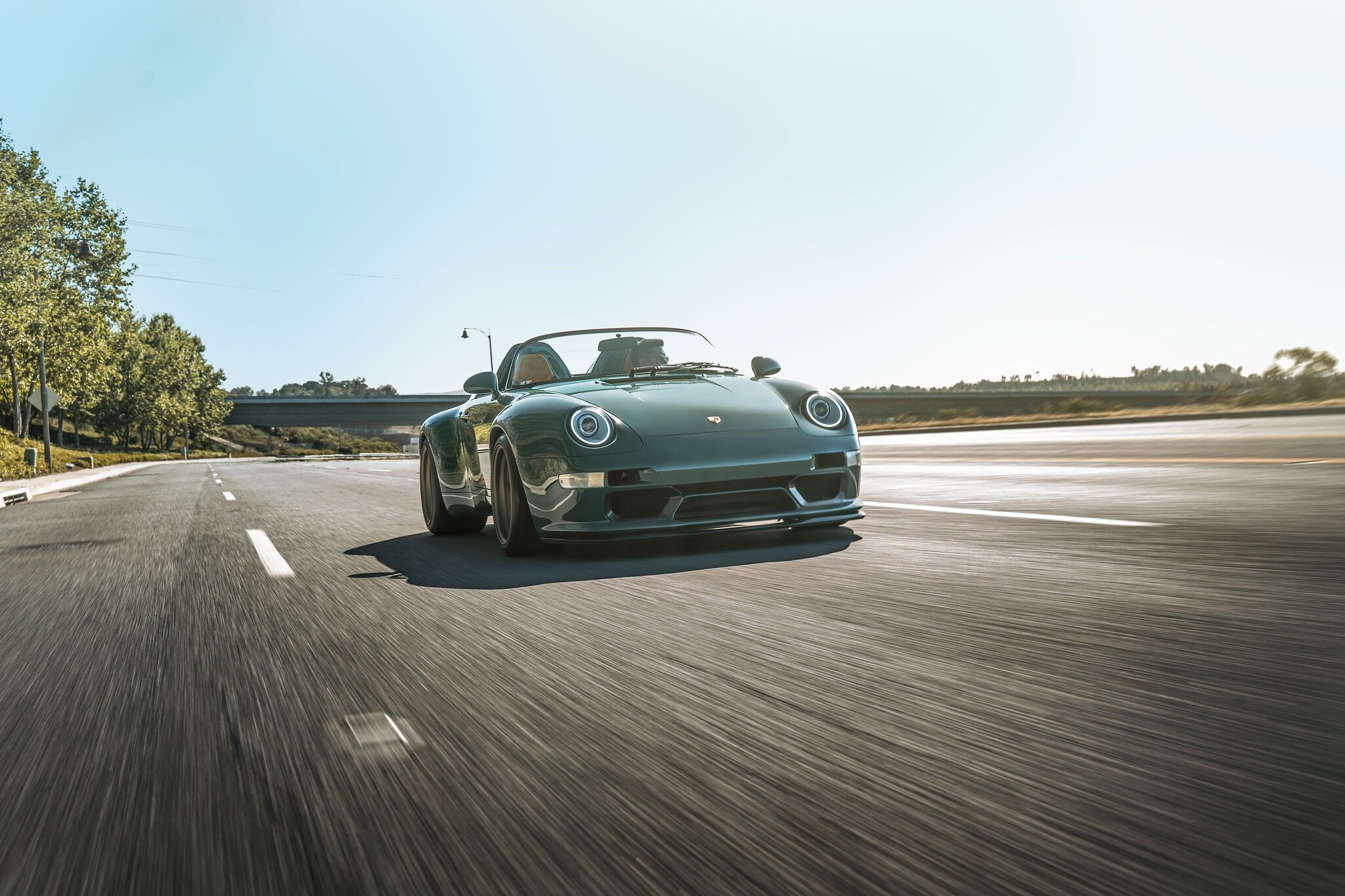 Porsche Speedster model car front view on a road