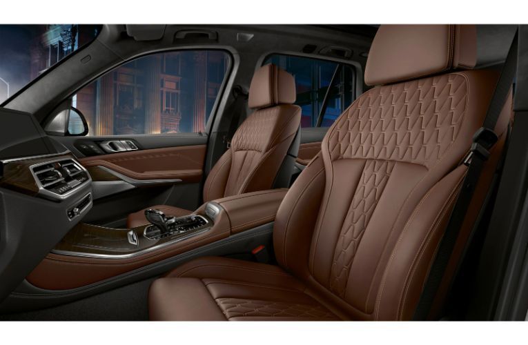 2021 BMW X5 view of brown stitched leather seats